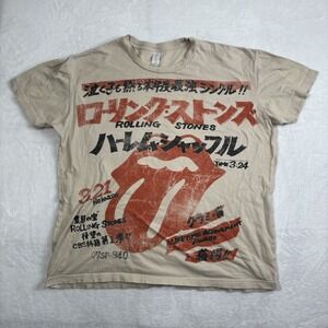 2008‎ Rolling Stones Lifetime Achivement Award Beige SS Graphic Shirt Men's XL